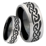 8mm Celtic Knot Infinity Love Dome Tungsten Carbide Silver Black Wedding Band Mens