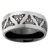 10mm Celtic Knot Dome Tungsten Carbide Silver Black Engagement Ring