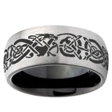 10mm Celtic Dragon Dome Tungsten Carbide Silver Black Engagement Ring
