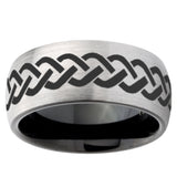 10mm Laser Celtic Knot Dome Tungsten Carbide Silver Black Engagement Ring