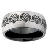 10mm Celtic Knot Heart Dome Tungsten Carbide Silver Black Engagement Ring