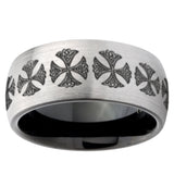 10mm Medieval Cross Dome Tungsten Carbide Silver Black Engagement Ring