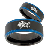 His Hers Wild Boar Blue Step Edges Tungsten Men's Wedding Band Set