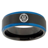 10mm U.S. Army Blue Step Edges Brushed Tungsten Carbide Mens Promise Ring