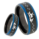 8mm Deer Hunting Blue Step Edges Tungsten Carbide Mens Wedding Ring