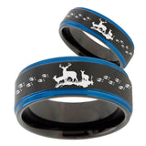 His Hers Deer Hunting Blue Step Edges Tungsten Men's Wedding Band Set