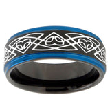 10mm Celtic Braided Blue Step Edges Brushed Tungsten Carbide Mens Promise Ring