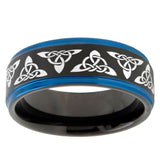 10mm Celtic Knot Blue Step Edges Brushed Tungsten Carbide Mens Promise Ring