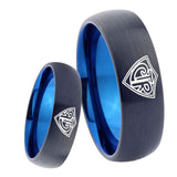 8mm CTR Design Dome Tungsten Carbide Blue Mens Ring Engraved