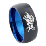 8mm Wild Boar Dome Tungsten Carbide Blue Wedding Band Mens