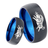 8mm Wild Boar Dome Tungsten Carbide Blue Wedding Band Mens