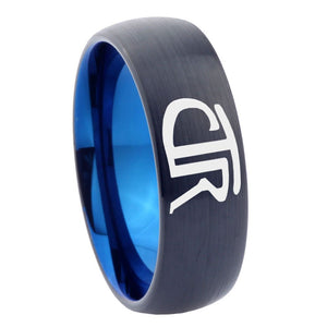 8mm CTR Design Dome Tungsten Carbide Blue Mens Wedding Band