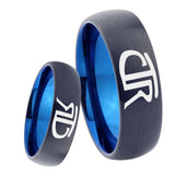 8mm CTR Design Dome Tungsten Carbide Blue Mens Wedding Band