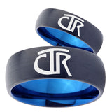 His Hers CTR Designs Dome Tungsten Carbide Blue Anniversary Ring Set