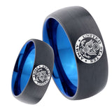 8mm U.S. Army Dome Tungsten Carbide Blue Wedding Band Mens