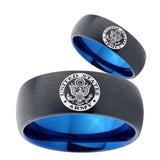 His Hers U.S. Army Dome Tungsten Carbide Blue Wedding Ring Set
