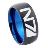 8mm N7 Design Dome Tungsten Carbide Blue Wedding Band Mens