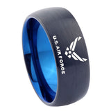 10mm US Air Force Dome Tungsten Carbide Blue Personalized Ring