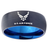 10mm US Air Force Dome Tungsten Carbide Blue Personalized Ring