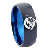 10mm Ghostbusters Dome Tungsten Carbide Blue Wedding Ring