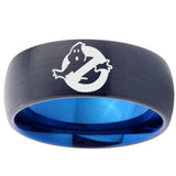 10mm Ghostbusters Dome Tungsten Carbide Blue Wedding Ring