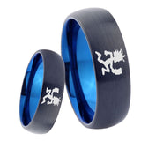 8mm Hatchet Man Dome Tungsten Carbide Blue Promise Ring