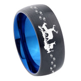 8mm Deer Hunting Dome Tungsten Carbide Blue Wedding Band Mens