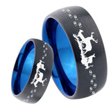 8mm Deer Hunting Dome Tungsten Carbide Blue Wedding Band Mens