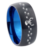 8mm Deer Antler Dome Tungsten Carbide Blue Wedding Band Mens