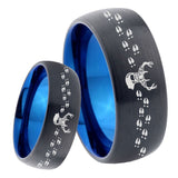 8mm Deer Antler Dome Tungsten Carbide Blue Wedding Band Mens