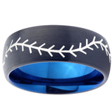 10mm Baseball Dome Tungsten Carbide Blue Men's Band Ring