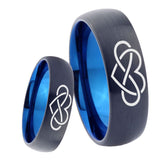 8mm Infinity Love Dome Tungsten Carbide Blue Mens Band Ring