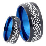 8mm Celtic Braided Dome Tungsten Carbide Blue Wedding Band Mens