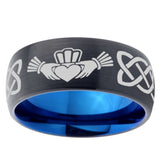10mm Irish Claddagh Dome Tungsten Carbide Blue Engagement Ring
