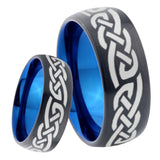 8mm Celtic Knot Infinity Love Dome Tungsten Carbide Blue Wedding Band Mens