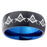 10mm Masonic Square and Compass Dome Tungsten Carbide Blue Engagement Ring
