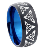 8mm Celtic Knot Dome Tungsten Carbide Blue Wedding Band Mens