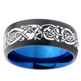 10mm Celtic Dragon Dome Tungsten Carbide Blue Engagement Ring