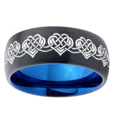 10mm Celtic Knot Heart Dome Tungsten Carbide Blue Engagement Ring