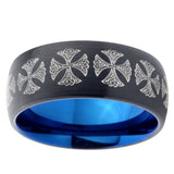 10mm Medieval Cross Dome Tungsten Carbide Blue Engagement Ring