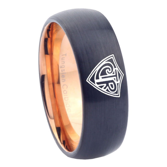 8mm CTR Design Dome Tungsten Carbide Rose Gold Men's Band Ring