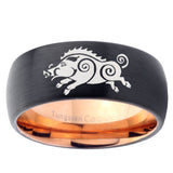 10mm Wild Boar Dome Tungsten Rose Gold Custom Ring for Men