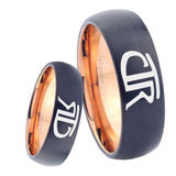 8mm CTR Design Dome Tungsten Carbide Rose Gold Mens Promise Ring