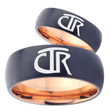 His Hers CTR Designs Dome Tungsten Rose Gold Engagement Ring Set
