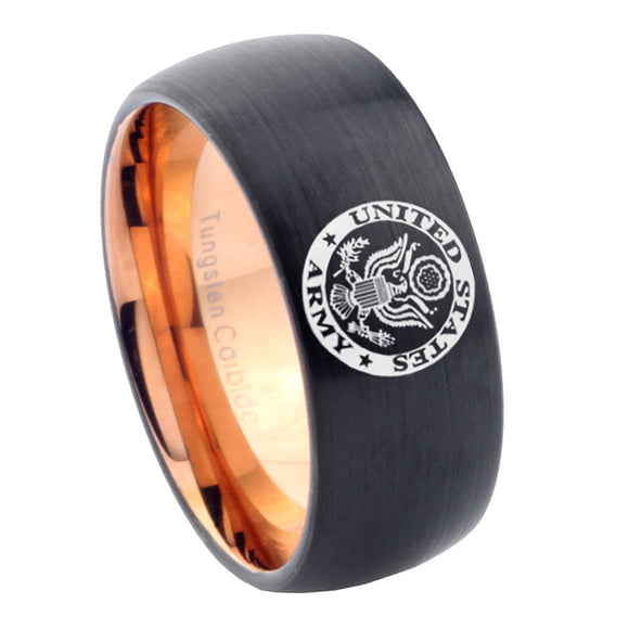 10mm U.S. Army Dome Tungsten Rose Gold Custom Ring for Men