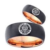 His Hers U.S. Army Dome Tungsten Rose Gold Mens Wedding Band Set