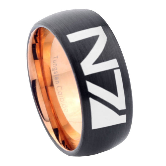 8mm N7 Design Dome Tungsten Carbide Rose Gold Anniversary Ring