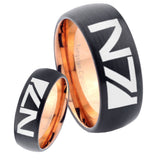 His Hers N7 Designs Dome Tungsten Rose Gold Mens Wedding Band Set