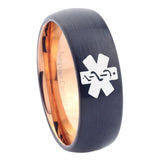 8mm Medical Alert Dome Tungsten Carbide Rose Gold Promise Ring