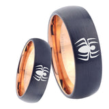 8mm Spiderman Dome Tungsten Carbide Rose Gold Men's Ring